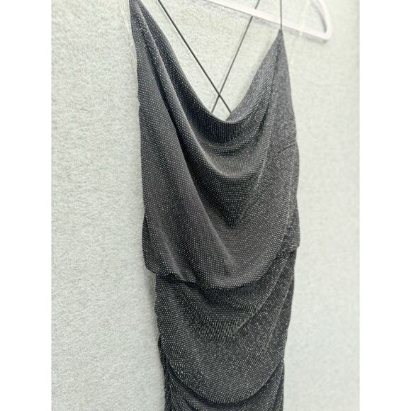 NWT Almost Famous XS Sparkle Ruched Spaghetti Straps Black mini Dress HOCO - Picture 3 of 10